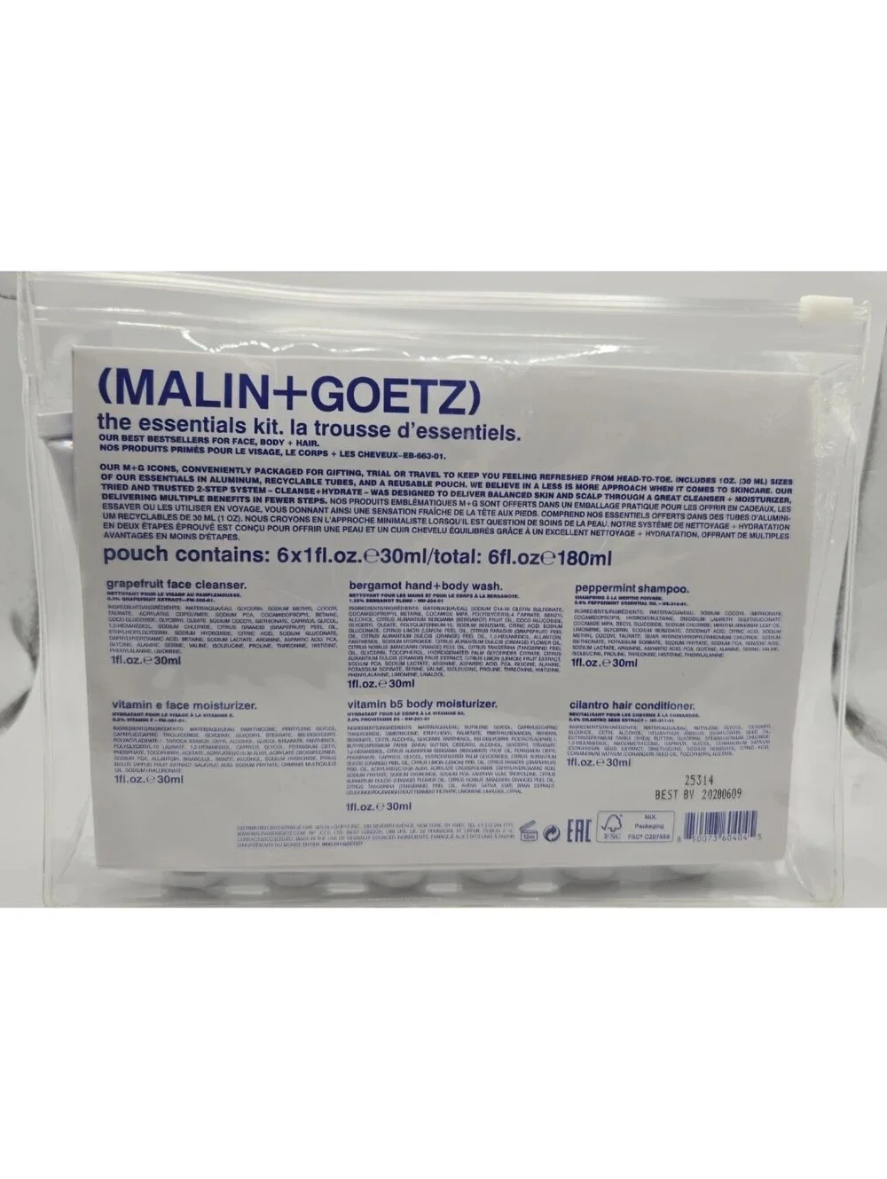 Malin + Goetz The Essentials Kit Travel Size TSA Approved Skincare Gift Set NIB
